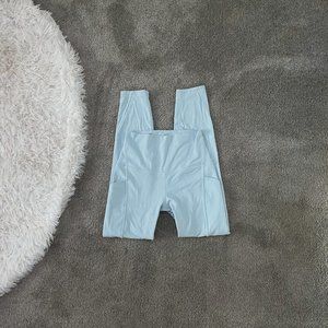 High Rise Light Blue Lululemon Leggings With Pockets